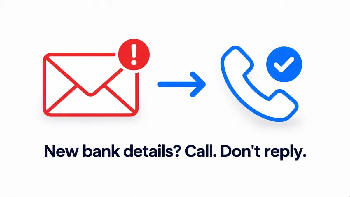 Bank-detail rule before paying an electronics wholesaler: call a known number, do not reply to the email