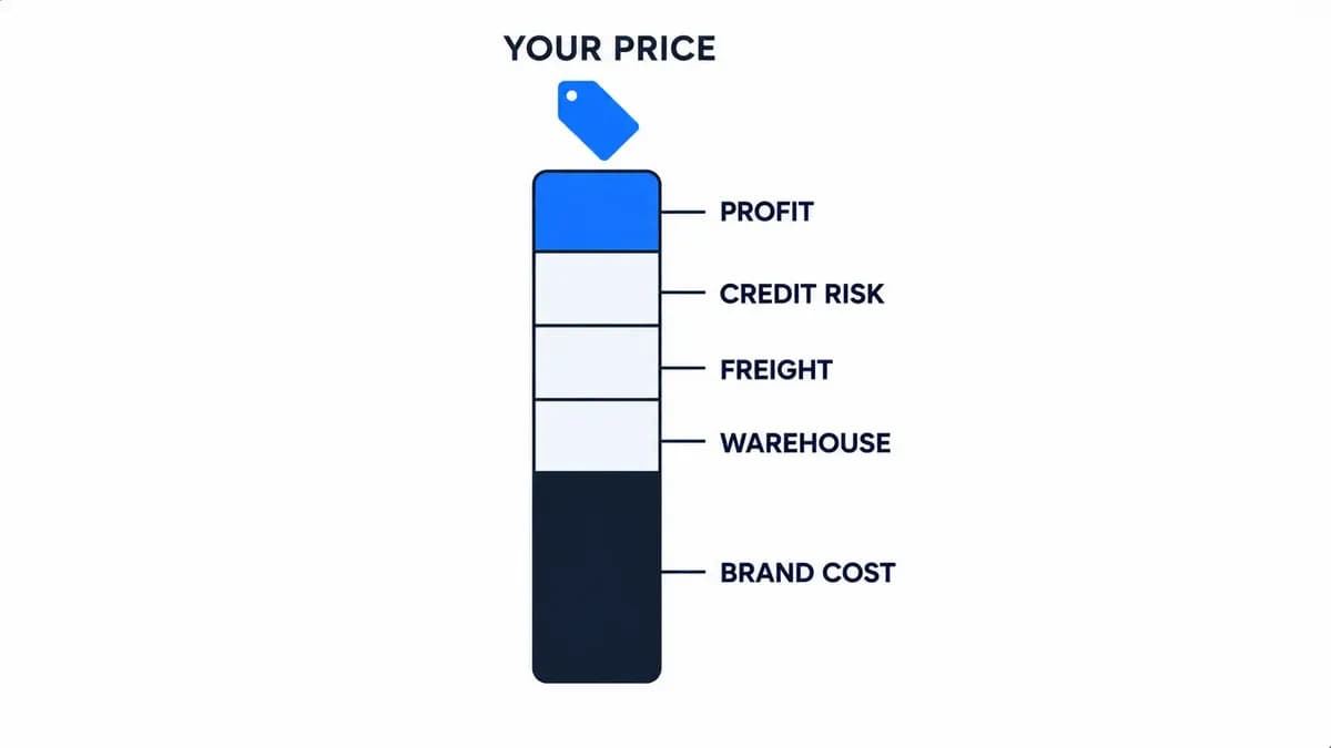 How B2B distributors make money: brand cost, warehouse, freight, credit risk and profit add up to the reseller’s price