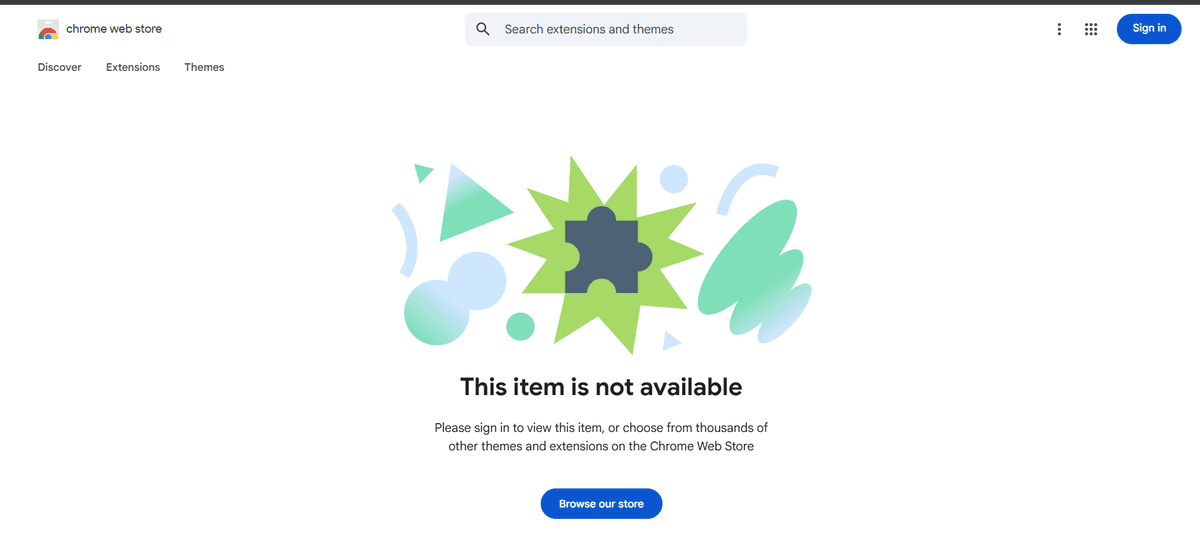 Chrome Web Store page showing Scan Unlimited's advertised extension as unavailable